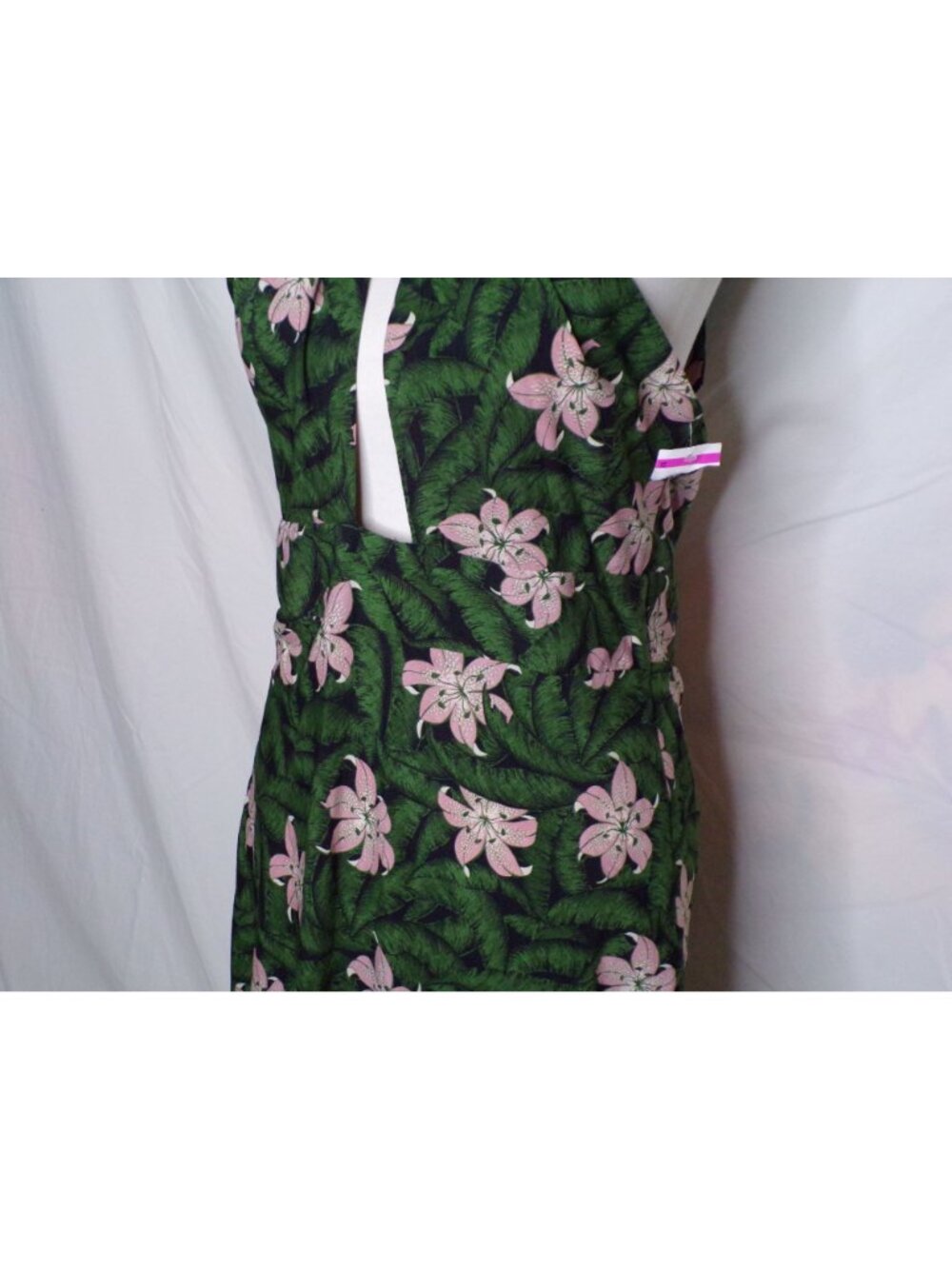 🆕TOPSHOP Hibiscus Floral Halter Midi Dress Green 10 - Picture 8 of 11